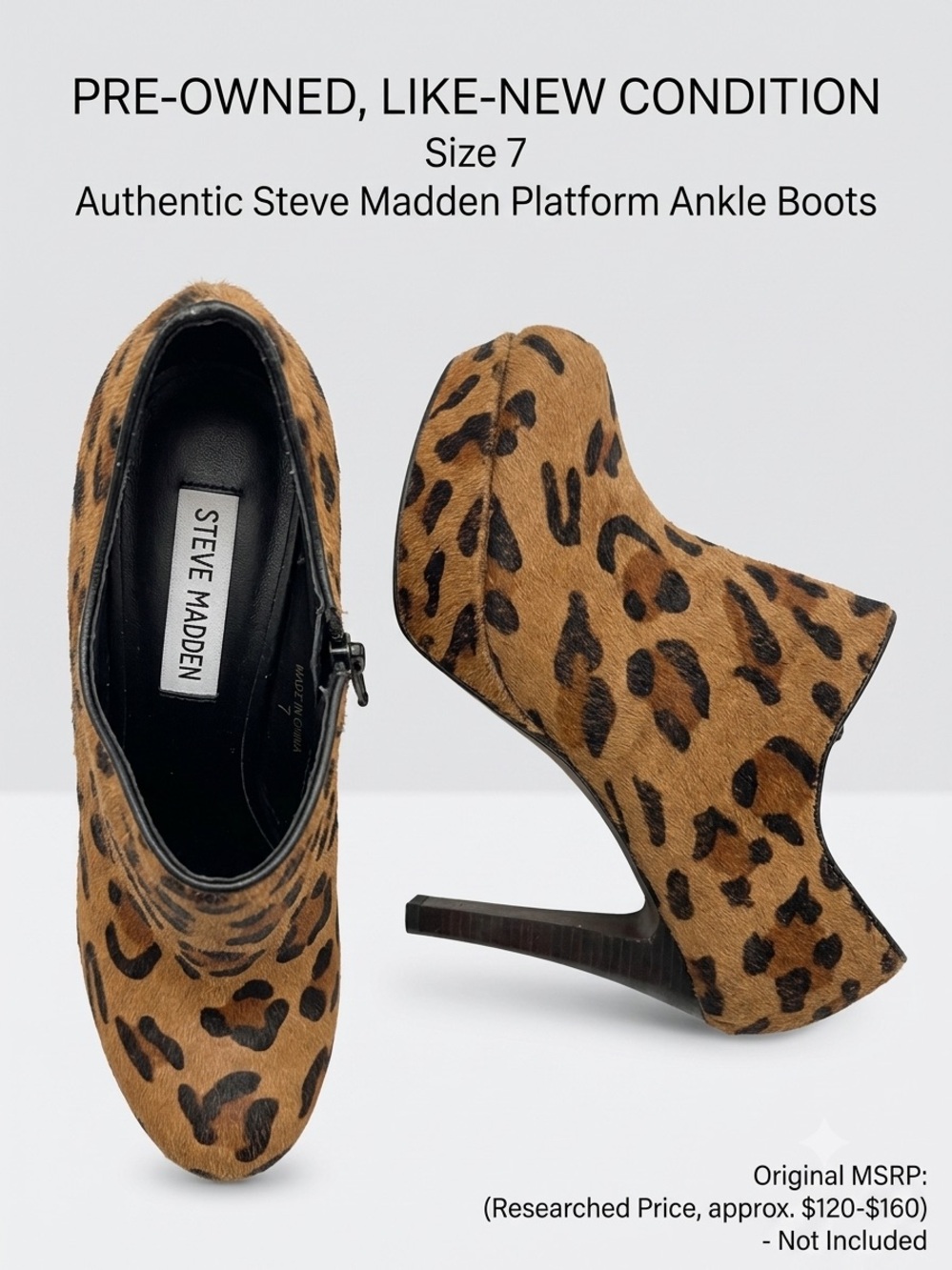 Steve Madden Leopard-Print Platform Ankle Boots - Tan/Black